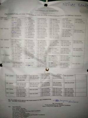 UNIMAID 2nd semester lecture timetable for 2019/2020 released