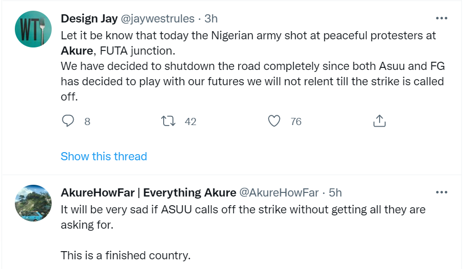 Soldiers accused of shooting at students protesting against ASUU strike in Akure to disperse them videos