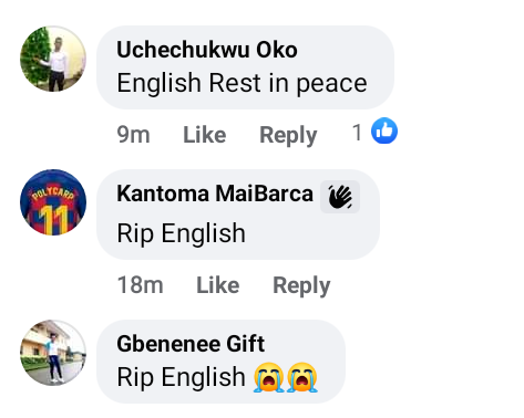 RIP English Reactions trail Corp member