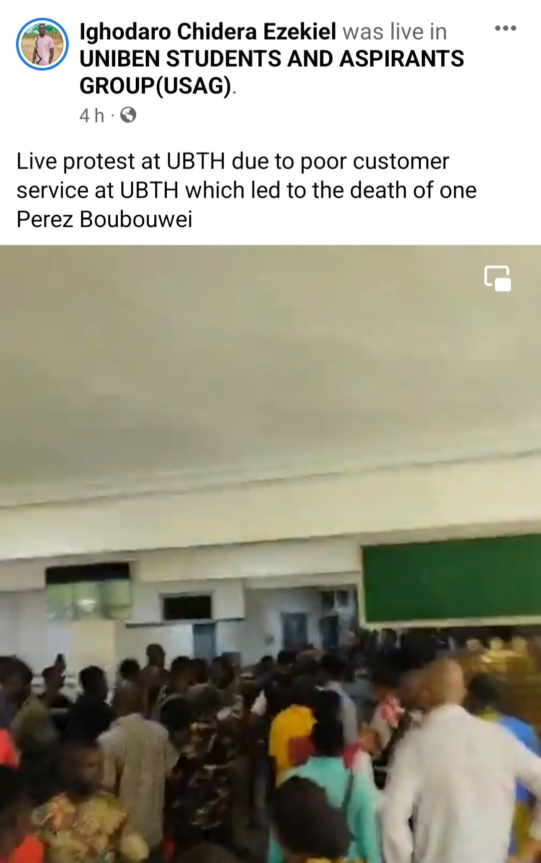 UNIBEN students stage protest after sports director died due to alleged negligence video