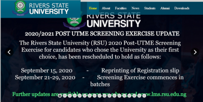 RSUST Post-UTME screening date for 2020/2021 session announced