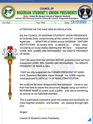 Student Union Presidents React to the Alleged Impeachment of the Senate President