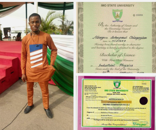 IMSU student breaks 39-years-old record, bags a first class in industrial physics