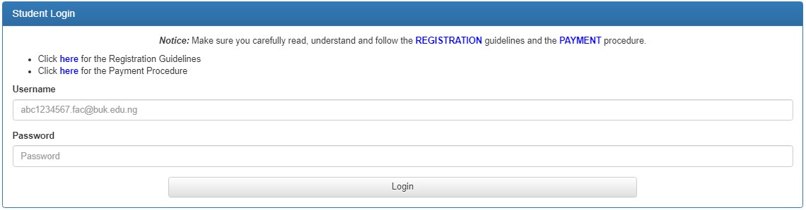 BUK Postgraduate Students Login Portal