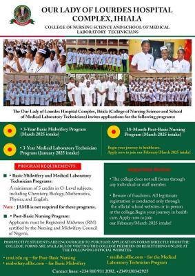 Our Lady of Lourdes Hospital, Ihiala announces admission into 3 programmes - 2025 intake