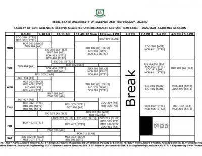 KSUSTA 2nd semester lectures timetable 2020/2021