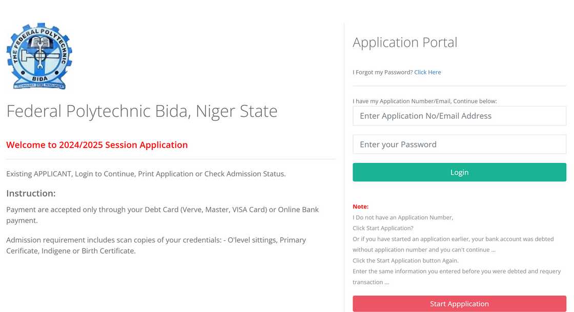 Federal Poly Bida admission process