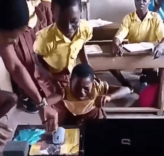 See The Reaction Of A Primary School Girl As She Saw A Laptop For The First