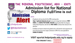 Fed Poly Ado-Ekiti ND Full-Time Admission List 2017/2018 Released