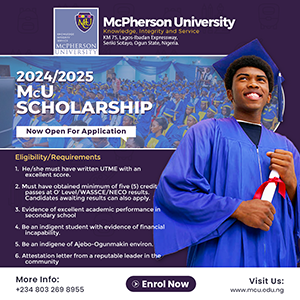 McPherson University Full Scholarship Application, 2024/2025