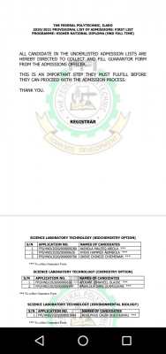 ILAROPOLY notice to admitted HND candidates for 2020/2021 session