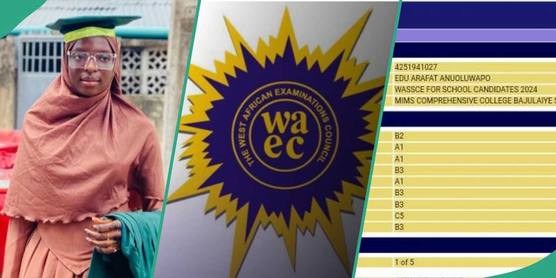 2024 WAEC result of brilliant girl who goes to school on Sundays surfaces online