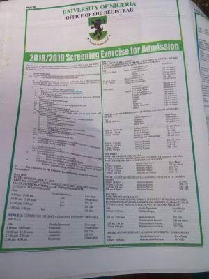 UNN Post-UTME 2018 Screening Dates And Exam Schedule