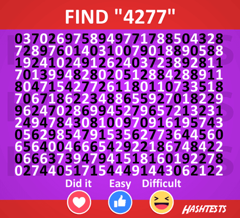Find 4277 By Indicating The Row Or Column.