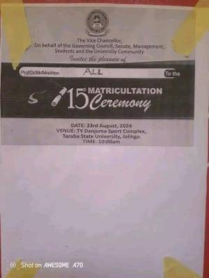 TASU announces 15th Matriculation Ceremony