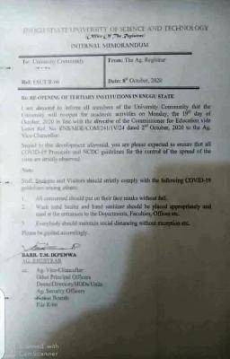 ESUT announces resumption date