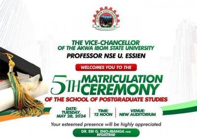 AKSU announces 5th Postgraduate Matriculation Ceremony