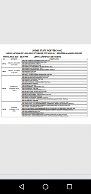 LASPOTECH HND CBT screening schedule for 2020/2021 session