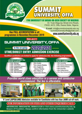 Summit University Post-UTME 2020/2021: Eligibility, Cut-off Mark And Registration Details