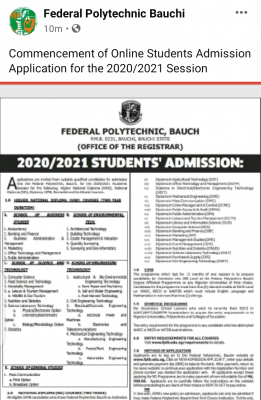 Fed Poly Bauchi Post-UTME 2020: Eligibility And Registration Details