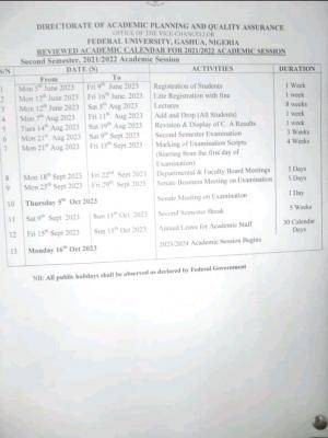 FUGASHUA reviewed 2nd semester academic calendar, 2021/2022