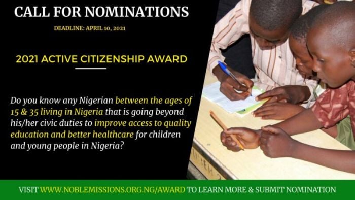 2021 Active Citizenship in Nigeria Award (ACNA) for Young Changemakers