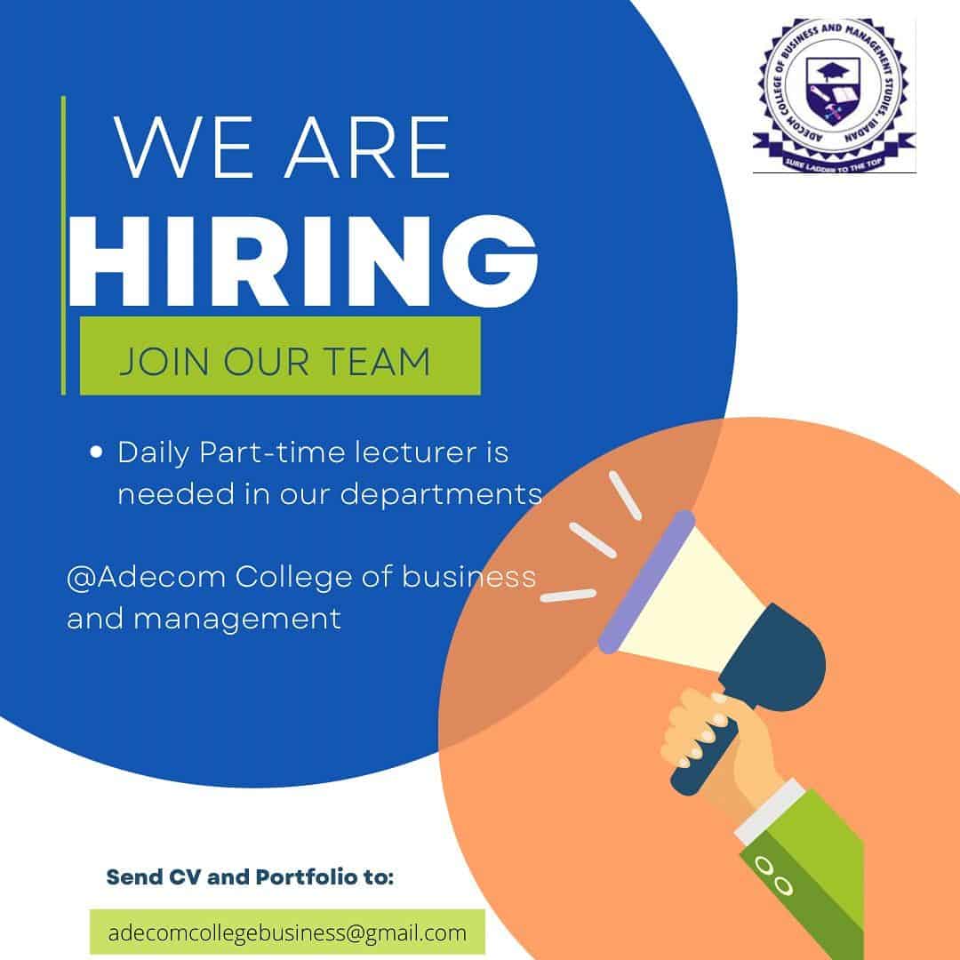 Adecom College Part-Time Lecturers Recruitment 2022