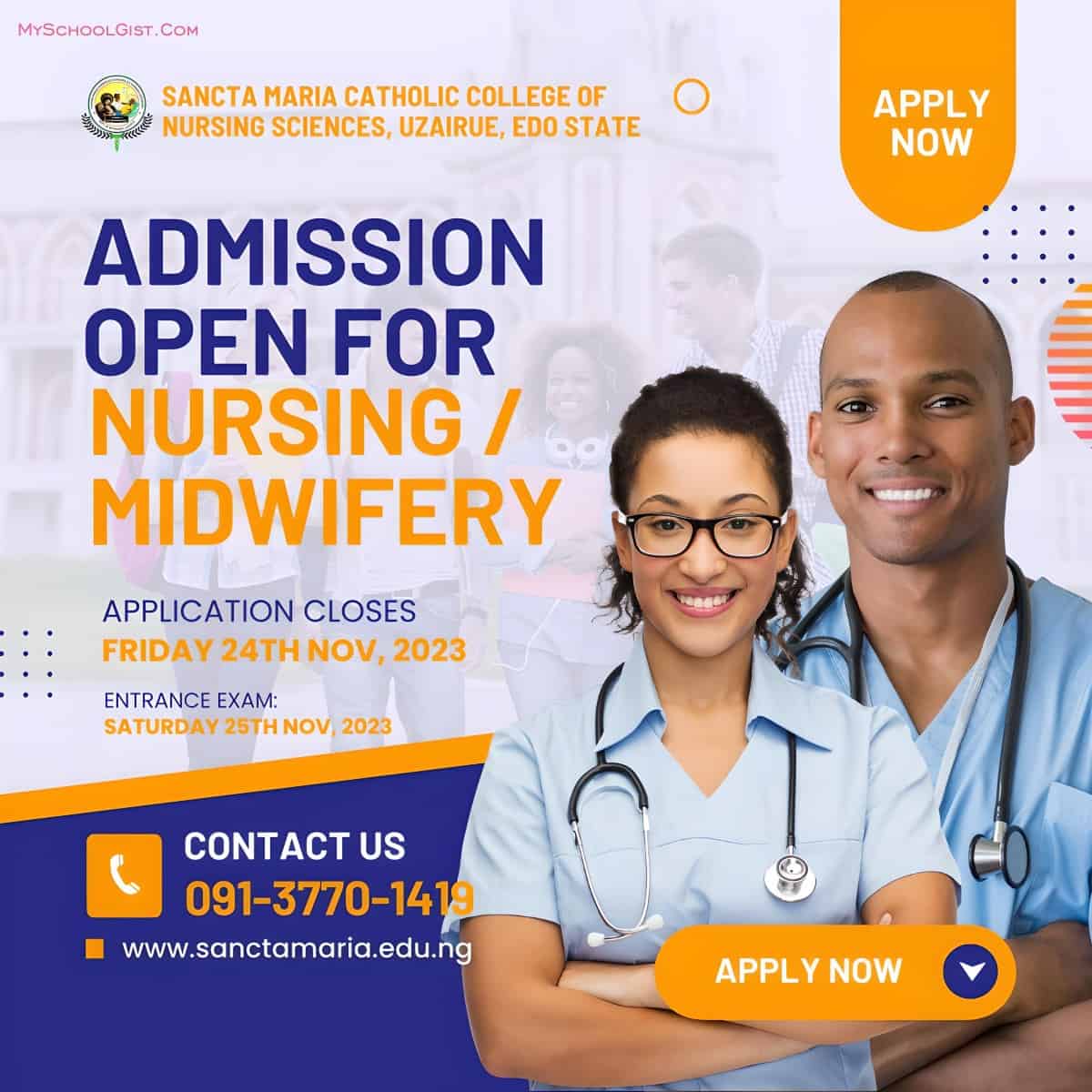 Apply for Sancta Maria Catholic College of Nursing Sciences Admission form for the 20232024 academic session