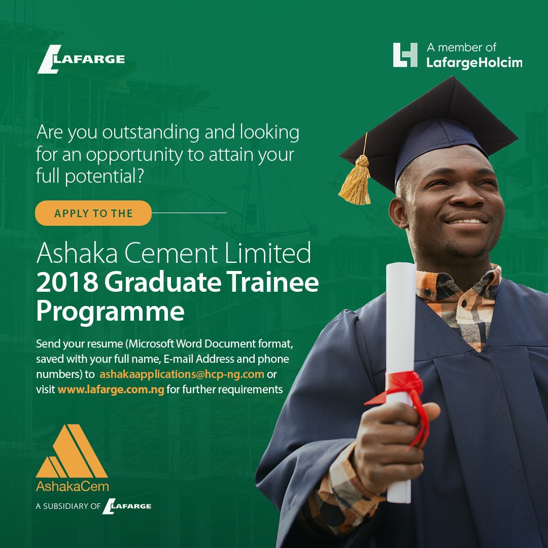 Ashaka Cement Limited Graduate Trainee Programme 2018