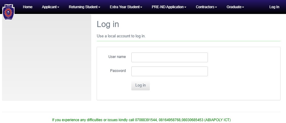 Abia Poly Login Portal