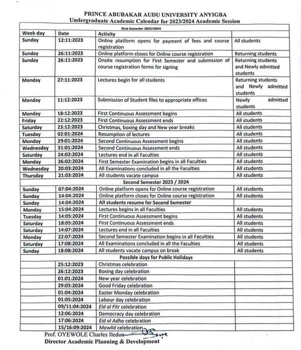 PAAU announces commencement of 2023/2024 academic session