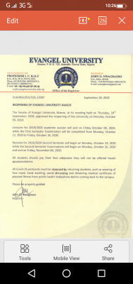 Evangel university resumption date announced