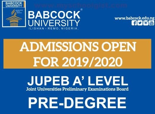 Babacock University Pre-Degree & JUPEB Form 2019/2020