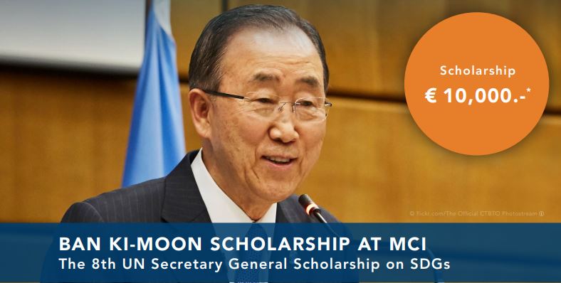 Ban Ki-Moon Scholarship 2022 for Masters Study at MCI