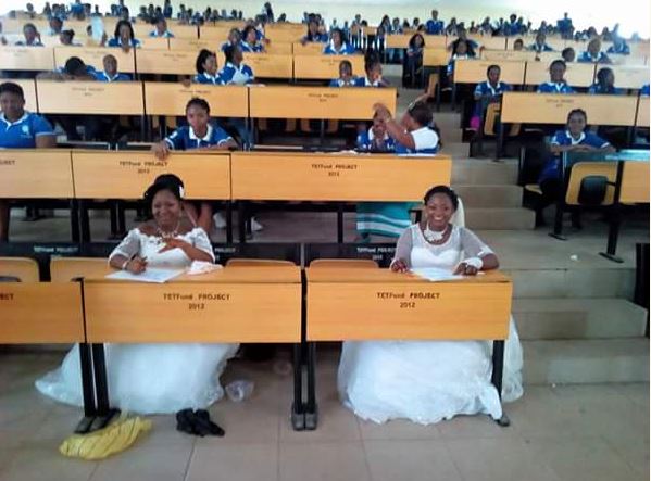 Two BSU Final Year Students Write Exams in Wedding Gowns