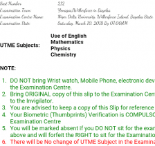 Reprinting Of JAMB 2018 Exam Slip Via Email Has Officially Begun