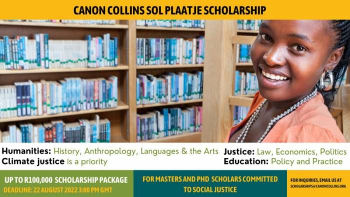 Canon Collins Sol Plaatje Scholarships 2023