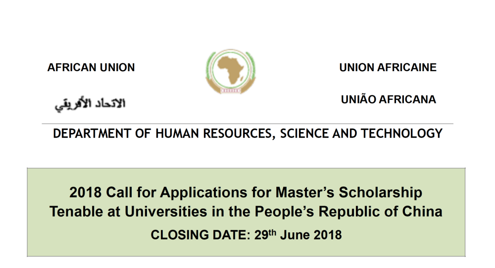 Chinese GovernmentAfrican Union Commission Scholarships 20182019 for Young Africans to Study in China