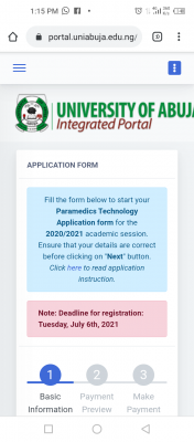 UNIABUJA diploma in Paramedics Technology admission, 2020/2021