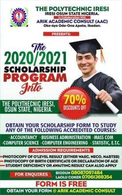 The Polytechnic Iresi scholarship for 2020/2021 session