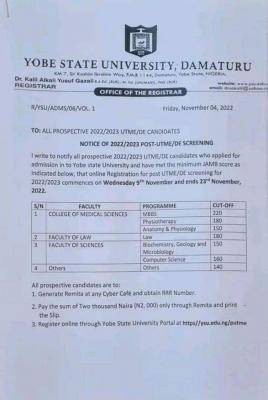 YSU Post-UTME/DE 2022: Cut-off mark, eligibility and registration details