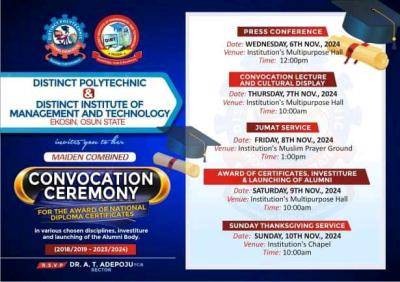 Distinct Polytechnic announces combined maiden convocation ceremony