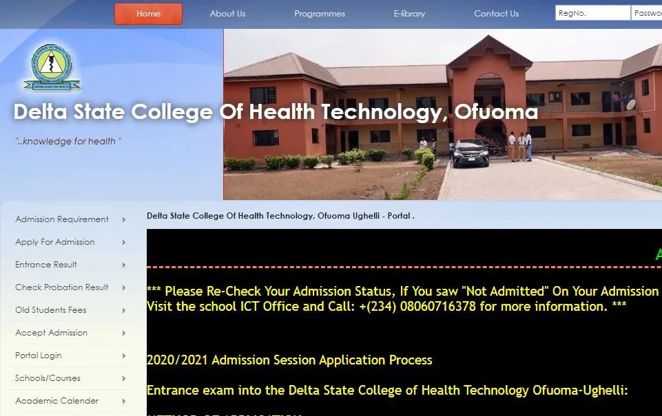 Delta State College Of Health Ofuoma (DELTASHT) Application Form 2024/2025 Session: How To Apply