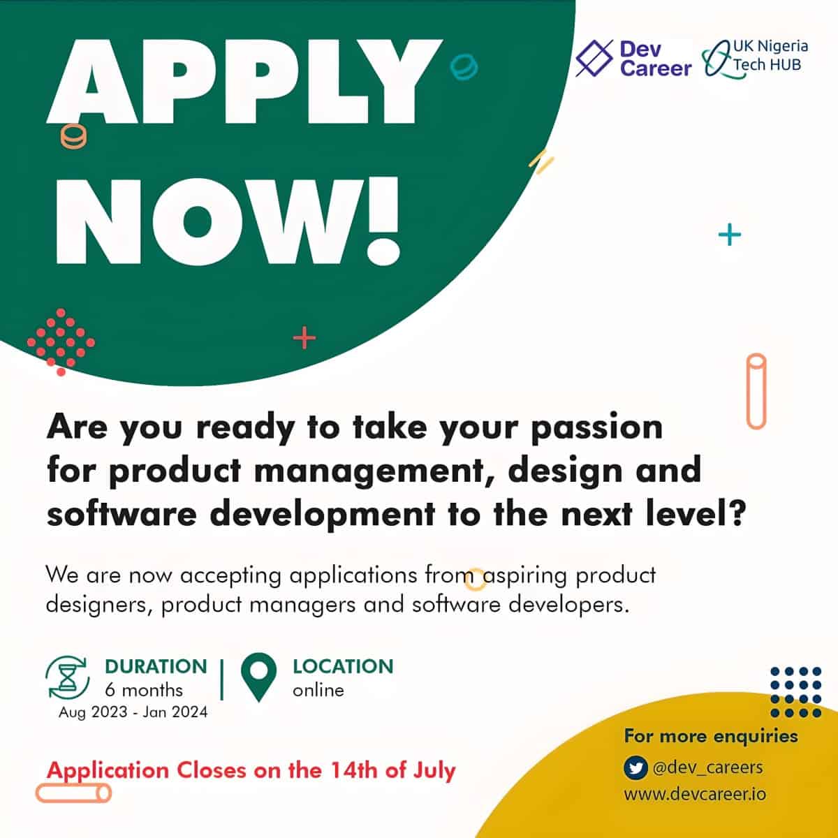 Applications Open for DevCareer Tech Program 2023