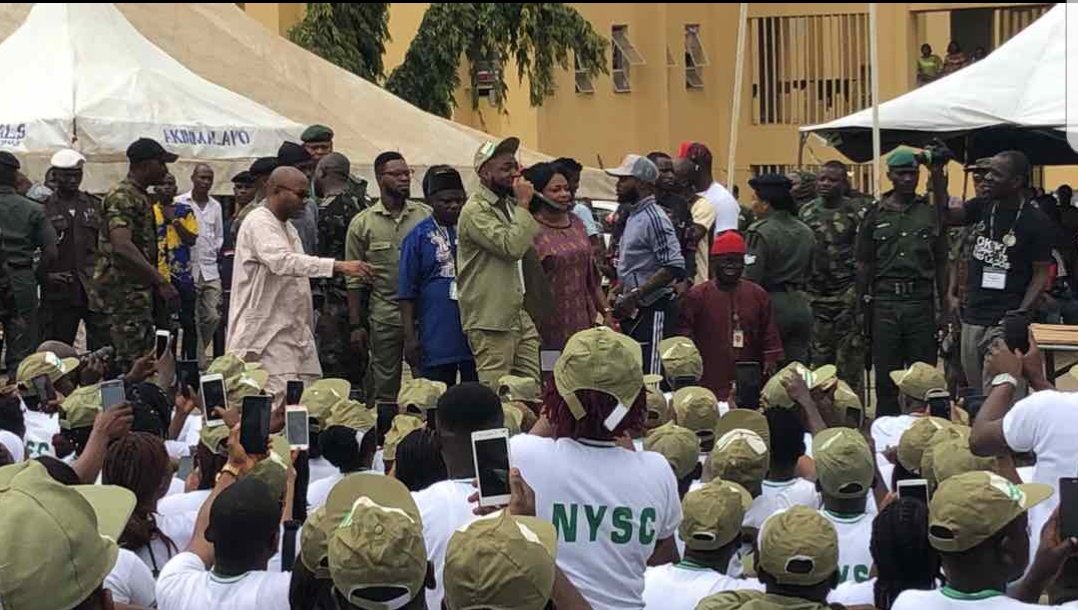 Image result for Photosvideo Commotion in Lagos NYSC camp as Davido resumes for service