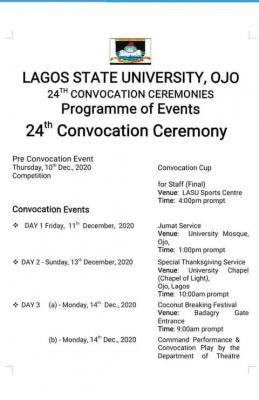 LASU 24th convocation ceremony programme of events