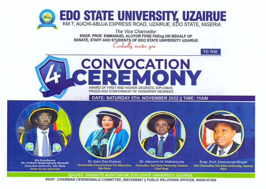 Edo State University (EDSU) 4th Convocation Ceremony Date