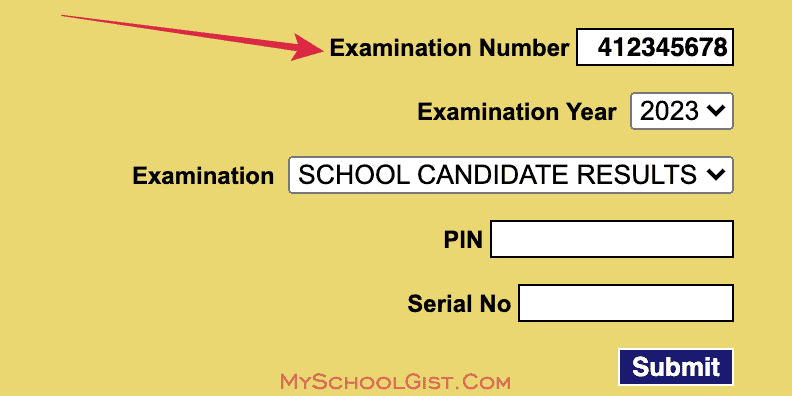 Enter WAEC Exam Number 2023