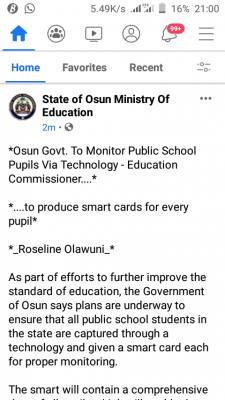 Osun Govt. to monitor public school pupils via technology