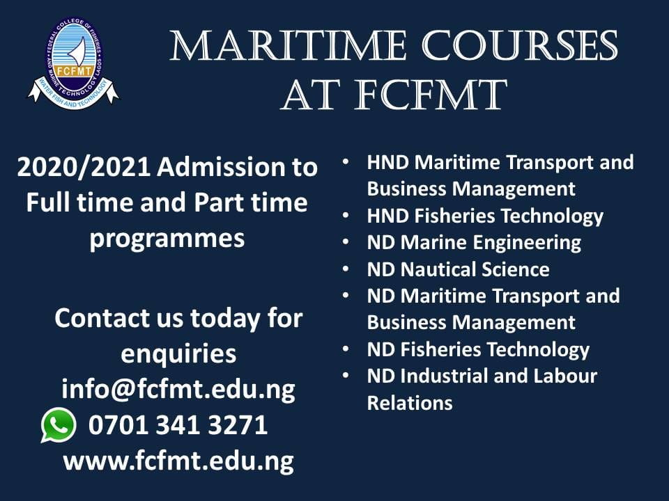 FCFMT Admission Form 2020/2021 | Short Courses, ND & HND